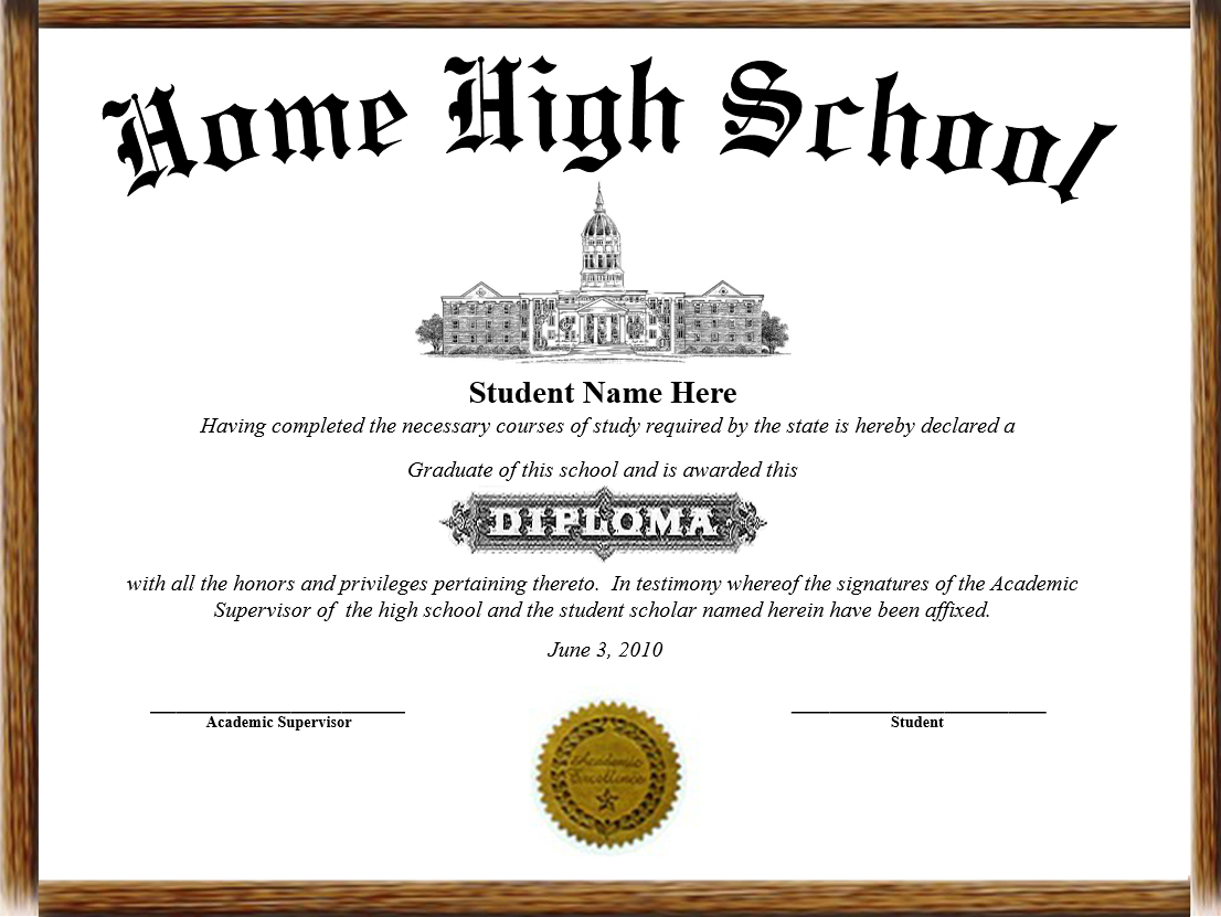 Free Printable High School Diplomas For Homeschoolers